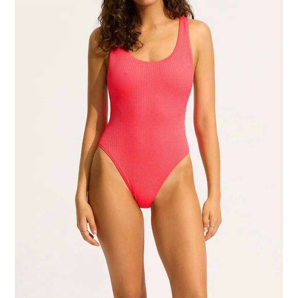 NEW SEAFOLLY textured retro one piece in snapdragon - Picture 1 of 4